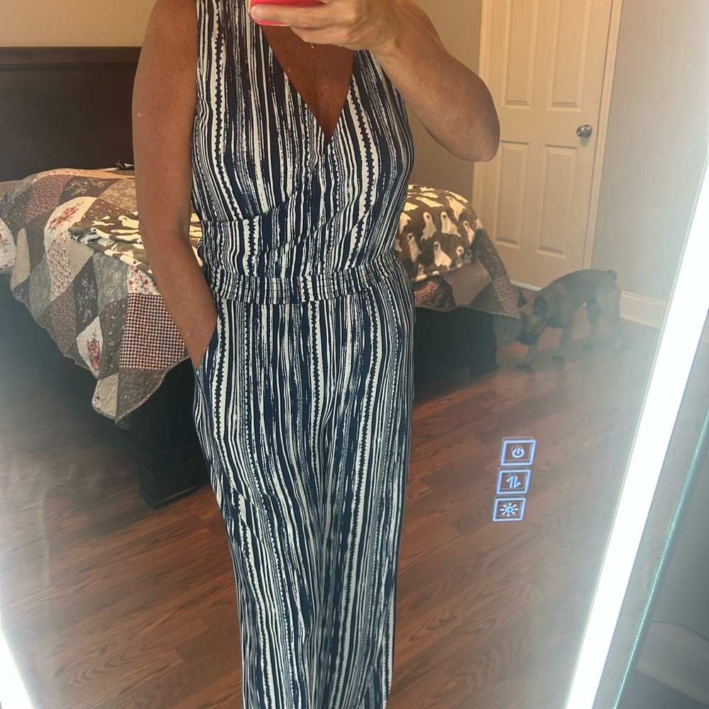 Striped Sleeveless Jumpsuit